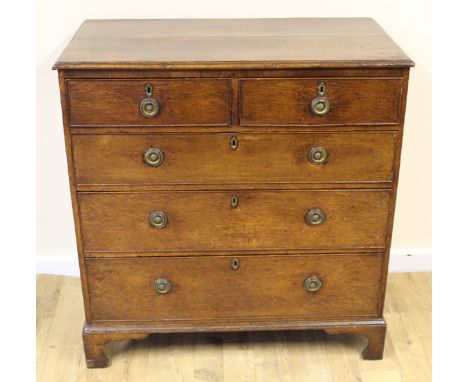 19th century mahogany chest of two short and three long drawers on bracket feet. 92cm. wide. 