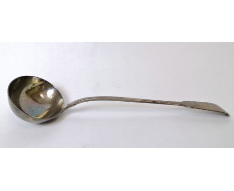 Silver soup ladle, fiddle pattern, initialled by George Adams 1845. 8oz. 