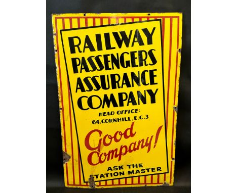 A Railway Passengers Assurance Company EC3 enamel sign, 20 x 30". 
