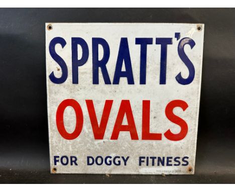 A Spratt's Ovals for Doggy Fitness square enamel sign, 12 x 12". 