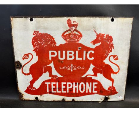 An early double sided Public Telephone enamel sign, 20 x 15". 