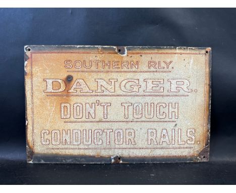 A Southern Railway Danger Don't Touch Conductor Rails enamel sign, 20 x 12 1/2". 