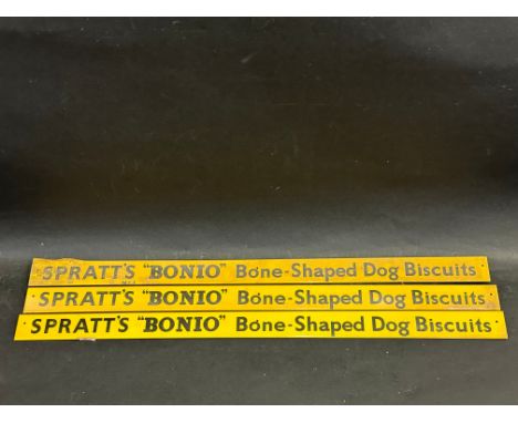 Three new old stock Spratt's ''Bonio'' Bone-Shaped Dog Biscuits shelf strips.