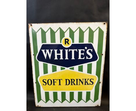 An R White's Soft Drinks enamel sign, 20 1/2 x 25".