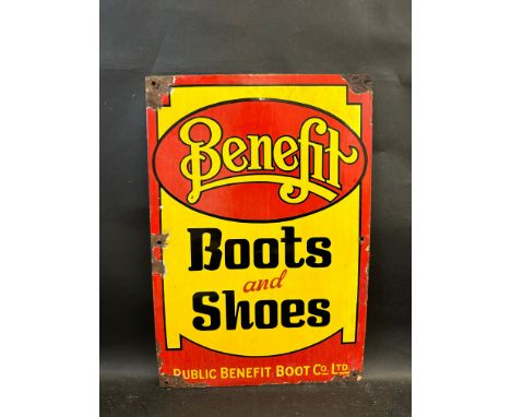 A small Benefit Boots and Shoes enamel sign, 13 x 19". 