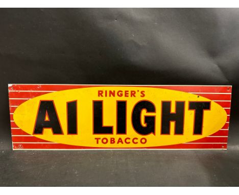 A Ringer's A1 Light Tobacco rectangular tin advertising sign, 26 x 8".