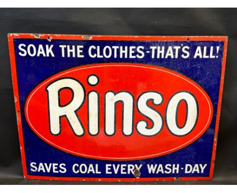 A Rinso 'Soak the Clothes - That's All!' rectangular enamel sign, 24 x 18".