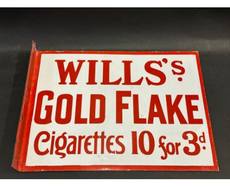 A Wills double sided enamel sign with hanging flange in near mint condition, to one side advertising Gold Flake Cigarettes, a