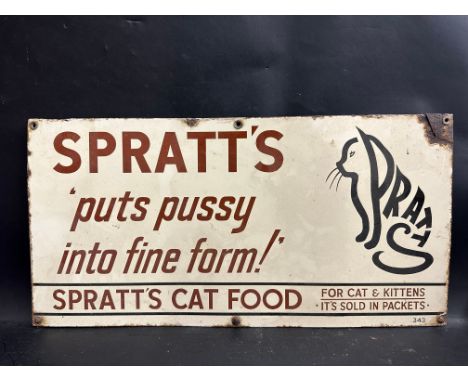 A Spratt's 'puts pussy into fine form' rectangular enamel sign, 24 x 12".
