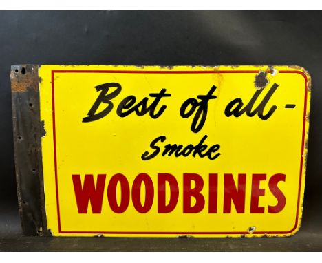 A Woodbines rectangular double sided enamel sign with flattened hanging flange, 23 x 14".