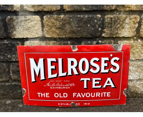 A Melrose's Tea rectangular enamel sign by Patent Enamel, 30 x 17 1/2". 