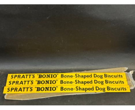 Three new old stock Spratt's ''Bonio'' Bone-Shaped Dog Biscuits shelf strips.