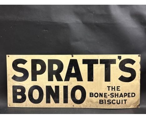 A Spratt's Bonio 'The Bone-Shaped Biscuit' rectangular enamel sign, 30 x 12".