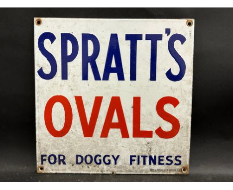 A Spratt's Ovals 'For Doggy Fitness' enamel sign by Wood &amp; Penfold Ltd, London, 12 x 12".