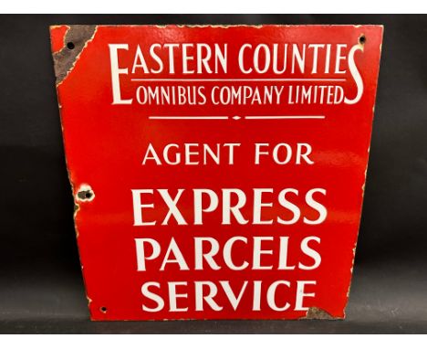 An Eastern Counties Omnibus Company Limited 'Express parcels Service' double sided enamel sign, 17 x 18".