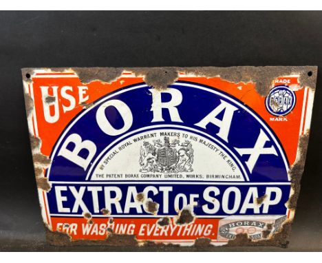 An early Borax Extract of Soap enamel sign with Royal crest to the centre, 14 x 10".