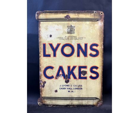 A Lyons Cakes double sided enamel sign, 17 3/4 x 25 1/2".