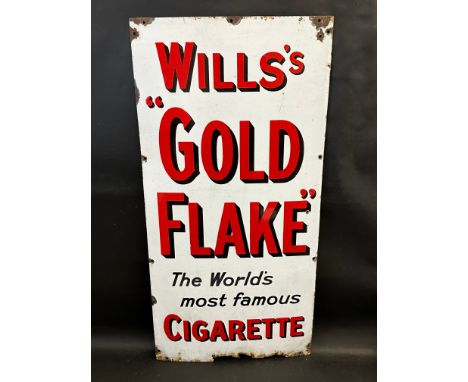 A Wills's Gold Flake Cigarettes rectangular enamel sign, 18 x 36".