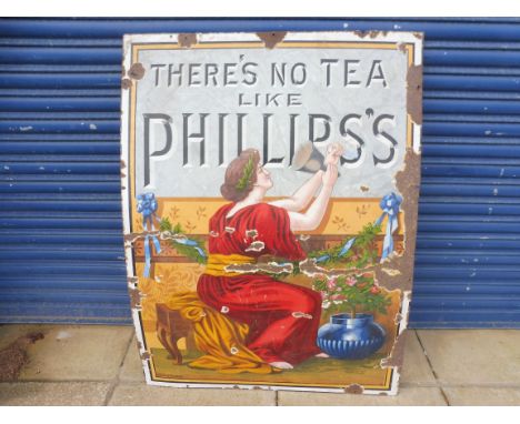 A Phillips's Tea pictorial enamel sign, 36 x 49".