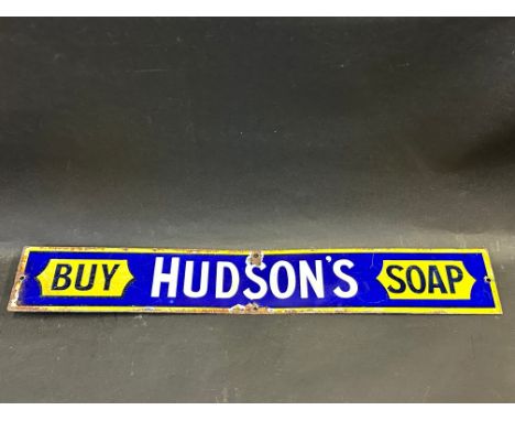 A rare 'Buy Hudson's Soap' enamel strip sign, with good gloss, 20 x 3".