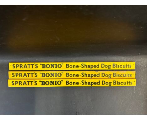 Three new old stock Spratt's ''Bonio'' Bone-Shaped Dog Biscuits shelf strips.