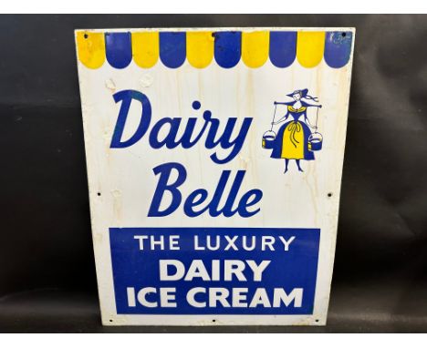 A Dairy Belle ice cream enamel sign, older retouching, 20 x 25". 