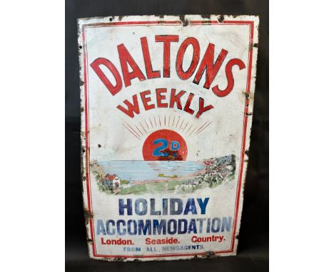 A rare pictorial enamel sign advertising Daltons Weekly Holiday Accommodation, some older restoration, 20 x 30". 