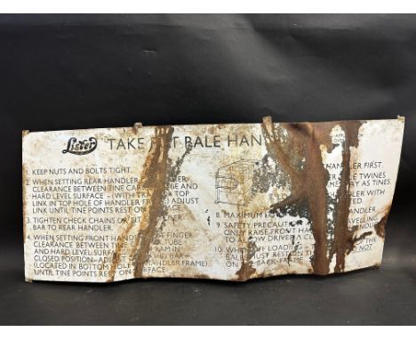 A Lister Bale Handler enamel sign, 30 x 12".