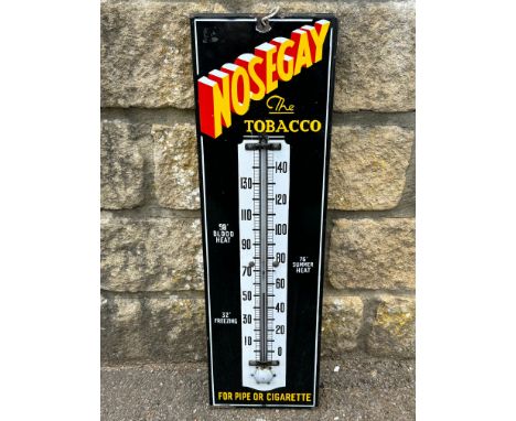 A Nosegay Tobacco enamel thermometer in excellent condition, 7 1/4 x 24".