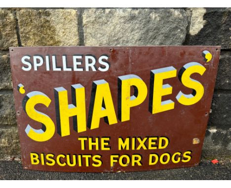 A Spillers Shapes Dog Biscuits enamel sign in very good condition, 30 x 20". 