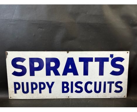 A Spratt's Puppy Biscuits rectangular enamel sign by Wood &amp; Penfold Ltd. London, 30 x 12". 