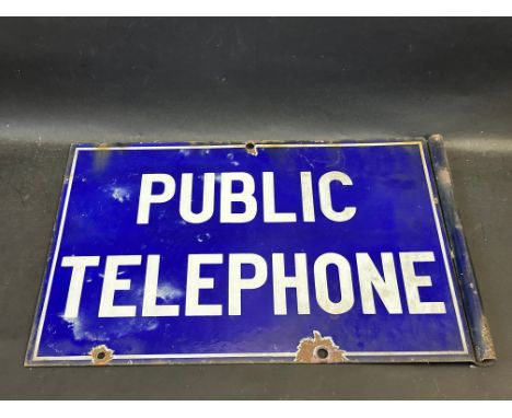An early Public Telephone double sided enamel sign, 19 x 12". 