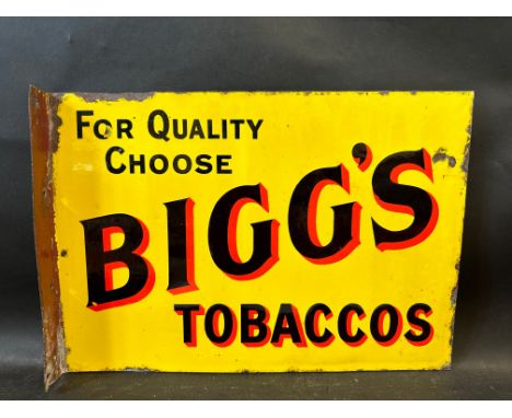 A Bigg's Tobaccos double sided enamel sign with hanging flange, 20 x 14". 