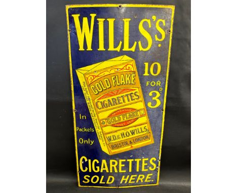 A Wills's Gold Flake Cigarettes pictorial packet enamel sign, 18 x 36". 
