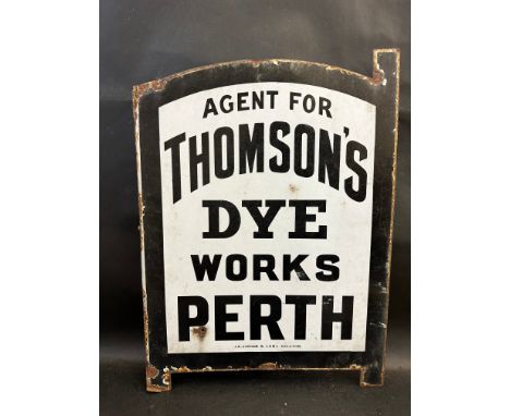 A double sided enamel sign with hanging flange by Jordan &amp; Sons of Bilston advertising Thomson's Dye Works, Perth, 16 x 2