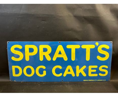 A Spratt's Dog Cakes rectangular enamel sign by Wood &amp; Penfold Ltd. London, 30 x 12". 