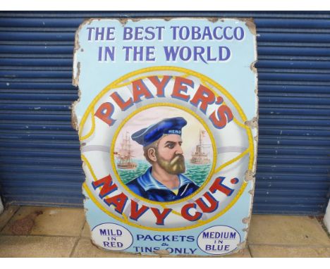 A large Player's Navy Cut pictorial 'sailor' enamel sign of excellent colour, 40 x 60".