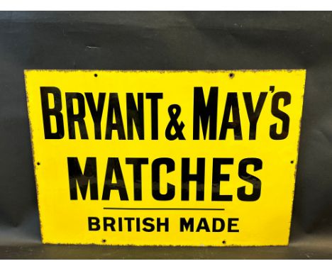 A Bryant &amp; May's Matches 'British Made' rectangular enamel sign in superb condition, with excellent gloss, 23 x 16".