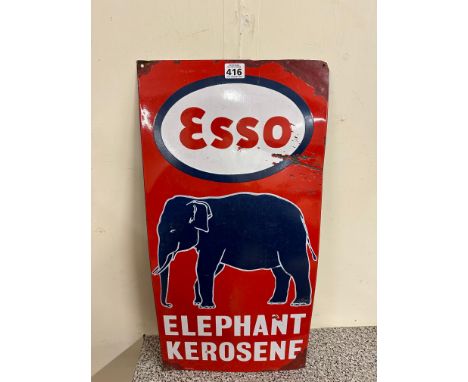 An Esso Elephant Kerosene part pictorial enamel sign, by Bengal Enamel, 12 x 24".
