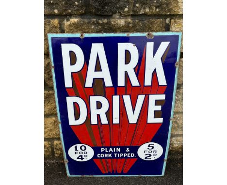 A Park Drive cigarettes rectangular enamel sign, in excellent condition, 20 x 30". 
