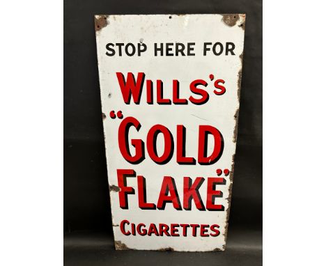 A Wills's Gold Flake Cigarettes rectangular enamel sign, 18 x 36".