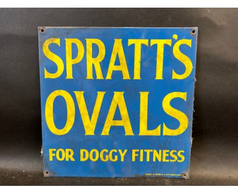 A Spratt's Ovals for Doggy Fitness square enamel sign, 12 x 12". 