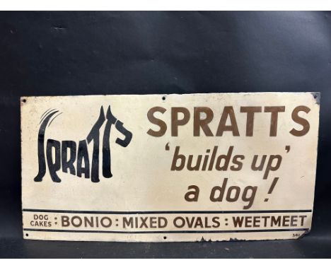 A Spratt's 'builds up a dog' enamel sign, older restoration, 24 x 12".