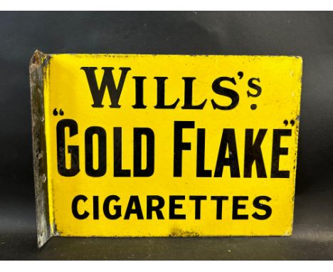 A Wills's Gold Flake Cigarettes double sided enamel sign with hanging flange, 15 x 11".