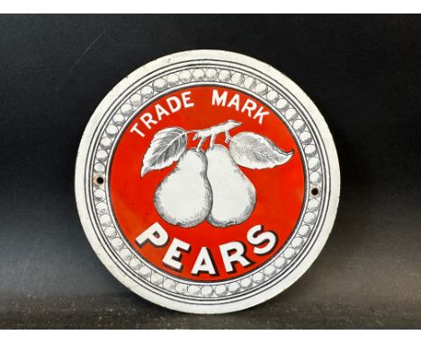 A circular enamel sign advertising Pears Soap, 7" diameter. 