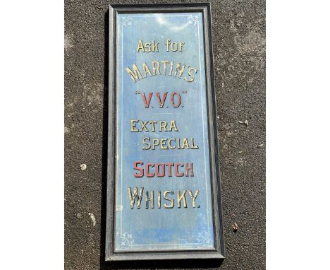 A Martin's V.V.O. Extra Special Scotch Whisky narrow advertising mirror, by T.J. Ford of Edinburgh, 22 x 55".