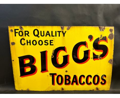 A Biggs' Tobaccos rectangular enamel sign, 30 x 20". 