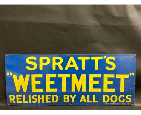 A Spratt's 'Weetmeet' Relished by all Dogs rectangular enamel sign by Wood &amp; Penfold Ltd London, 30 x 12".