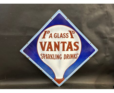 A Vantas Sparkling Drinks lozenge shaped enamel sign by Jordan of Bilston, in excellent condition, 28 x 28".