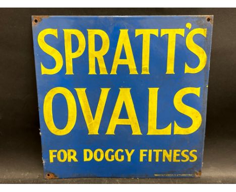 A Spratt's Ovals 'For Doggy Fitness' enamel sign by Wood &amp; Penfold Ltd, London, 12 x 12".
